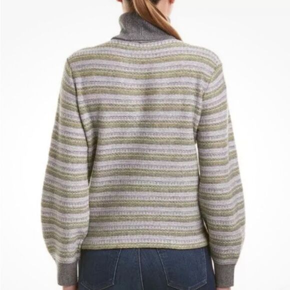 Vince Gray Wool Cashmere Turtleneck Striped Sweater Size Medium 365.00 MSRP - Picture 2 of 7